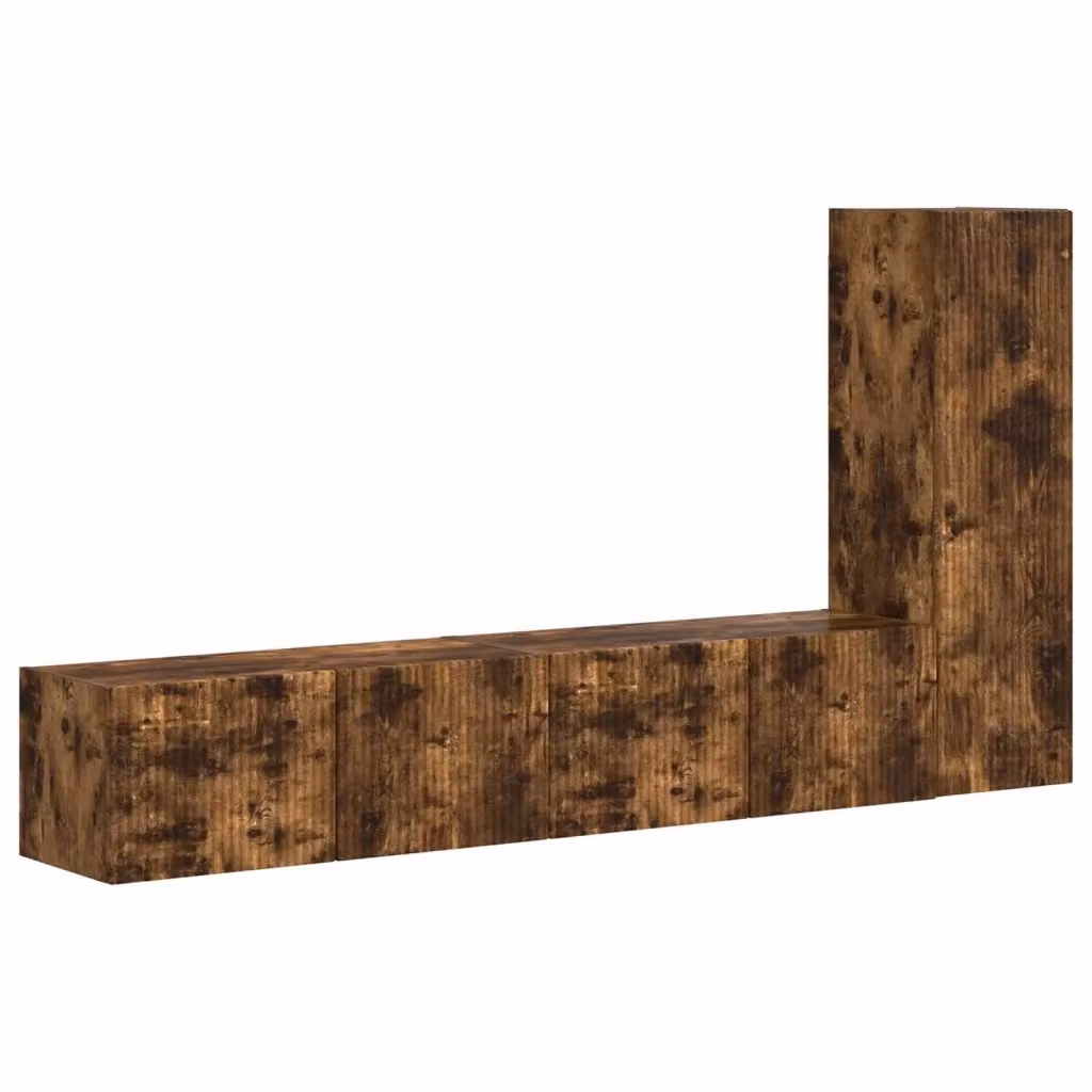 Set mobile TV moderno vidaXL in 3 pezzi color rovere fumé marrone in legno MDF per soggiorno – 2