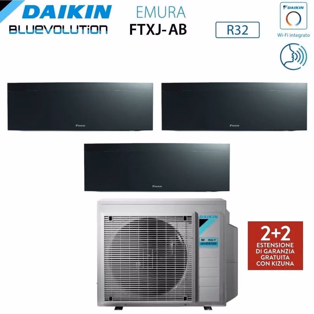 Condizionatore Daikin Bluevolution Trial Split Inverter Serie Emura Black III 9+9+18 con Wi-Fi Integrato Colore Nero – 2