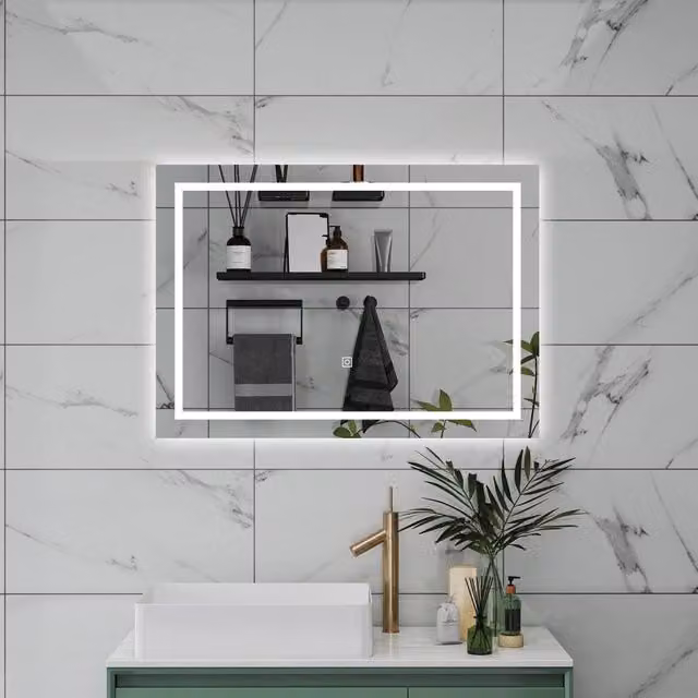 AICA Specchio da bagno 80 x 120 cm, dimmerabile, interruttore touch, Funzione Memoria, antiappannamento, 3 colori