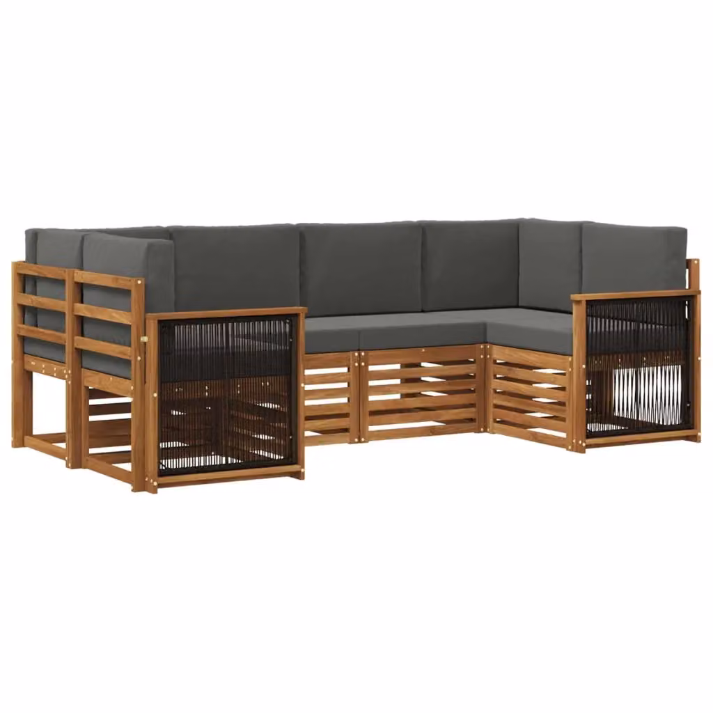 Set di divani da esterno a L vidaXL in legno di acacia con cuscini beige e antracite – 2
