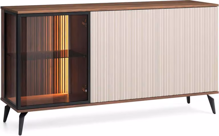 FURNLUX Credenza Vici Beige Und Black 154cm / Hauptfarbe: Beige / Dimensioni: 154 x 39 x 80 cm