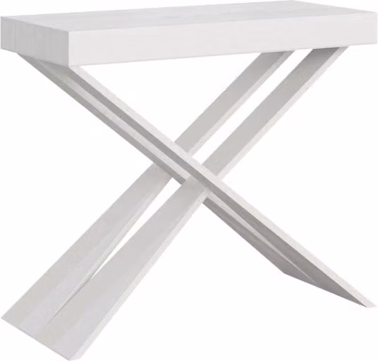 Consolle allungabile Diagis Small in bianco frassino con telaio bianco L/P/H: 90 x 40 / 196 x 77 cm
