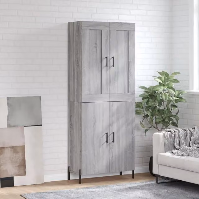 Credenza-Buffet-Armadio da cucina Grigio Sonoma 69,5x34x180 cm in Legno Multistrato 105642