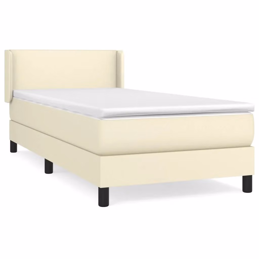 Letto Ibrido con Giroletto a Molle e Materasso vidaXL in Similpelle Beige e Bianco L/P/H: 203 x 103 x 88 cm – 2