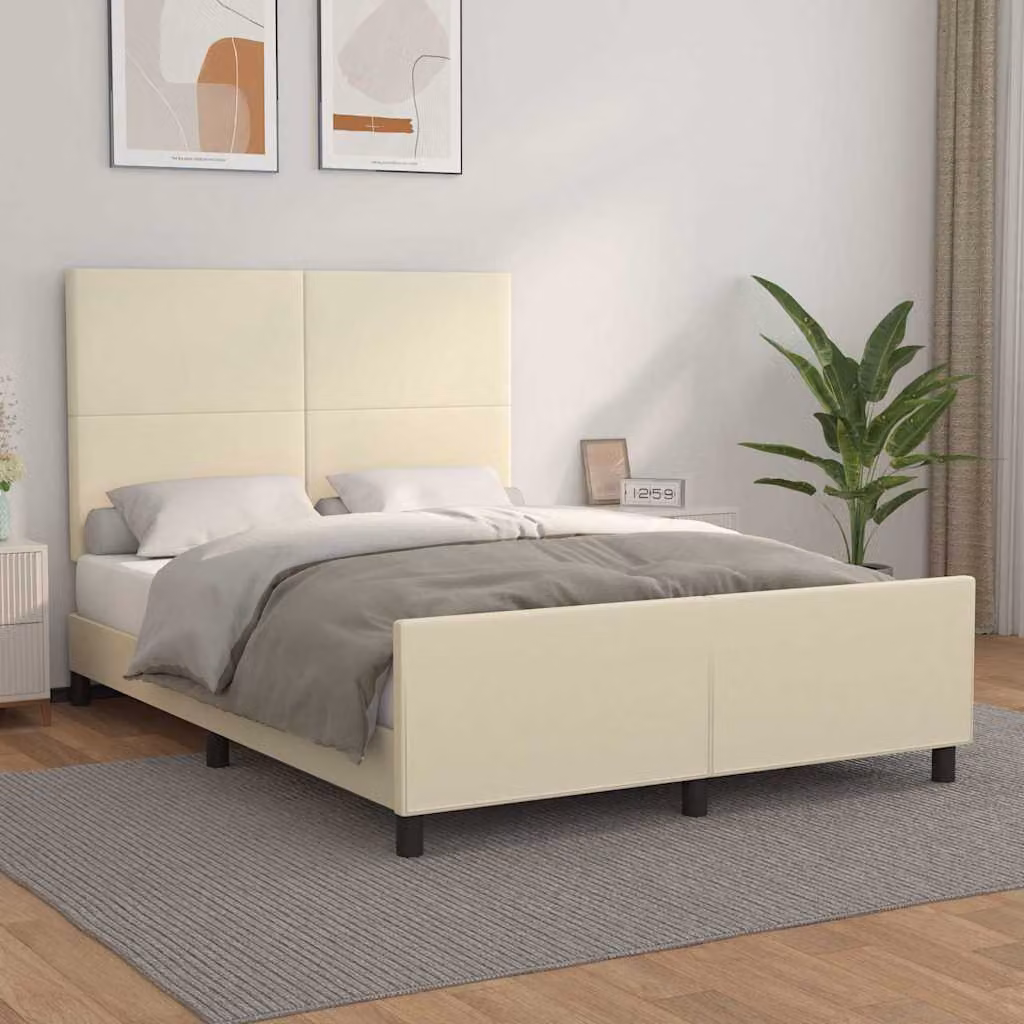 vidaXL Giroletto con Testiera in Similpelle Beige L/P/H: 140 x 190 cm – 1