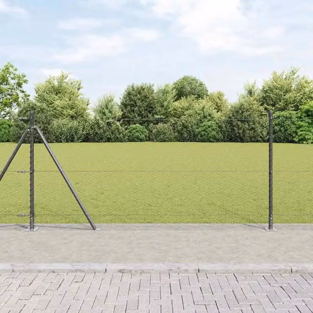 Recinzione esagonale vidaXL in acciaio rivestito in PVC grigio con base in cemento L: 50 cm, H: 1 m