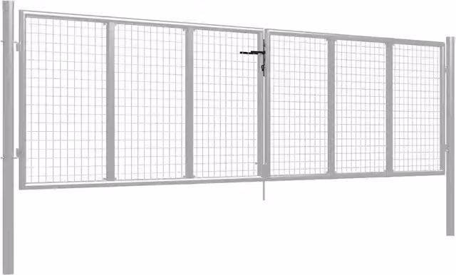 Cancello da Giardino in Acciaio Zincato 400x100 cm Argento 144299