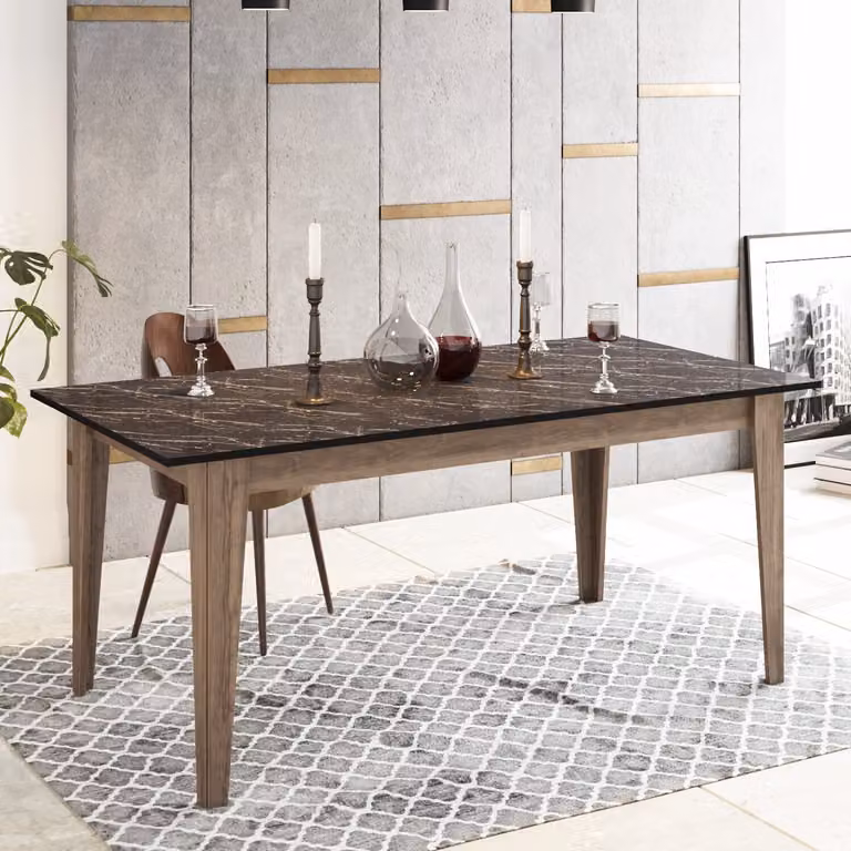 Skye Decor, Lorenz- LorenzARN, colore noce, nero, tavolini da salotto, 76,8x180x90 cm, pannello truciolare rivestito al 100% in melamina