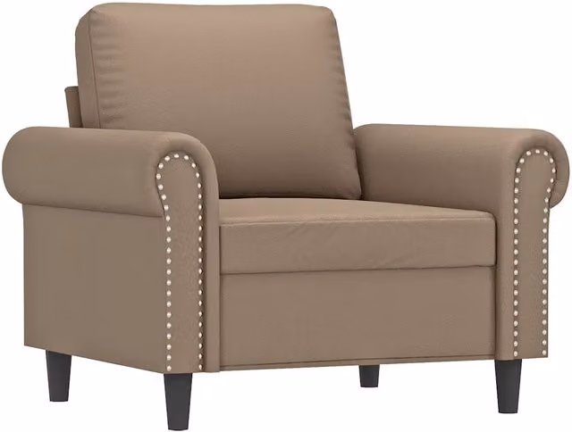 Poltrona Relax Beige in Similpelle con Braccioli e Struttura in Metallo per Soggiorno
