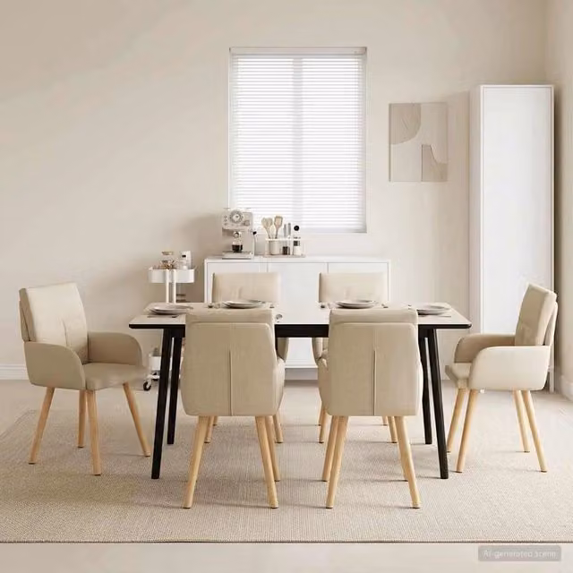 Sedie da pranzo 6 pz Tessuto Crema 60 x 56 x 93 cm 3428371