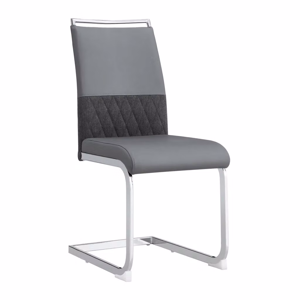Sedia da pranzo ergonomica OKWISH in lino e similpelle grigia con struttura in metallo 42 x 45 cm – 2
