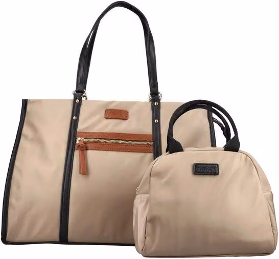 Borsa da spalla in tessuto per donna beige modello H1542