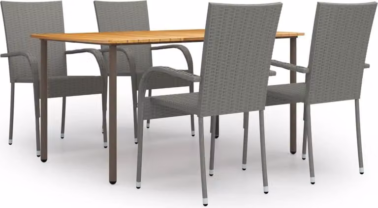 Maison Exclusive - Set Mobili da Pranzo Giardino 5 pz in Polyrattan Grigio