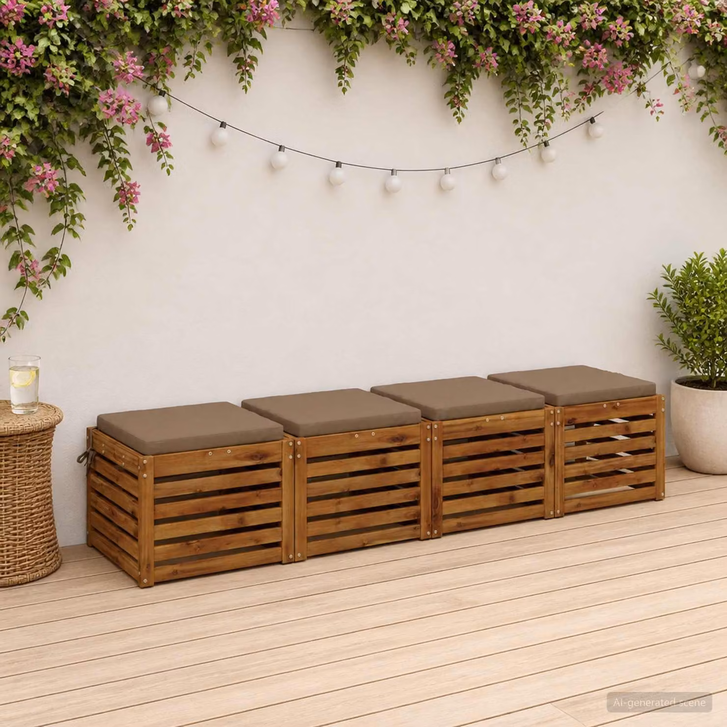 Set di 4 cuscini per sedia vidaXL SOEST in poliestere con fodera rimovibile e resistenza UV, colore grigio/beige