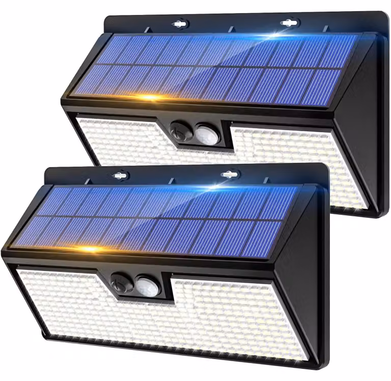 Lampada solare LED da esterno con sensore di movimento e 3 modalità