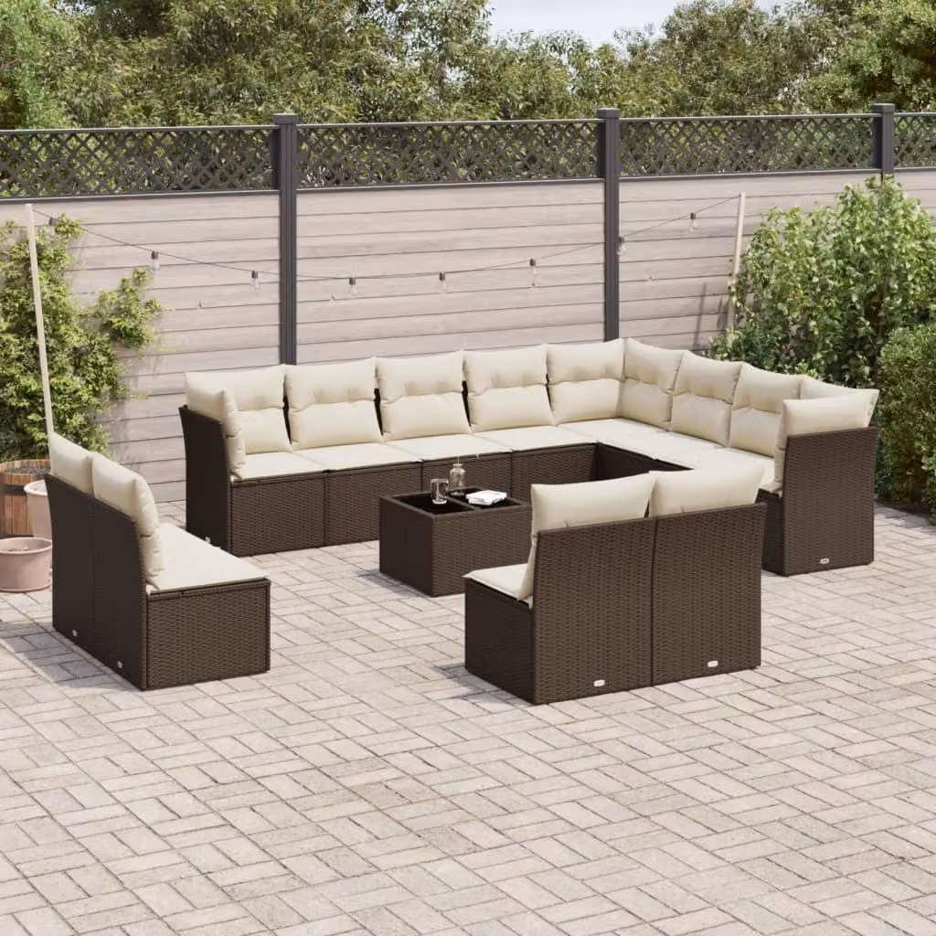 Maison Exclusive - Set Divani da Giardino 13 pz con Cuscini Marrone in Polyrattan