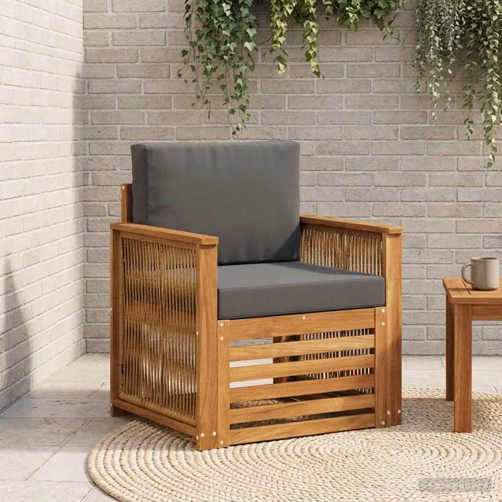 Divano centrale da esterno vidaXL in legno di acacia con cuscini in tessuto, disponibile in beige, antracite, marrone e grigio