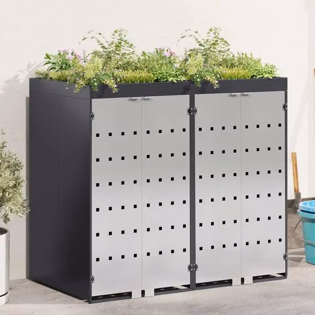 Contenitore per Rifiuti per 3 Bidoni Acciaio Inox Antracite 3394783