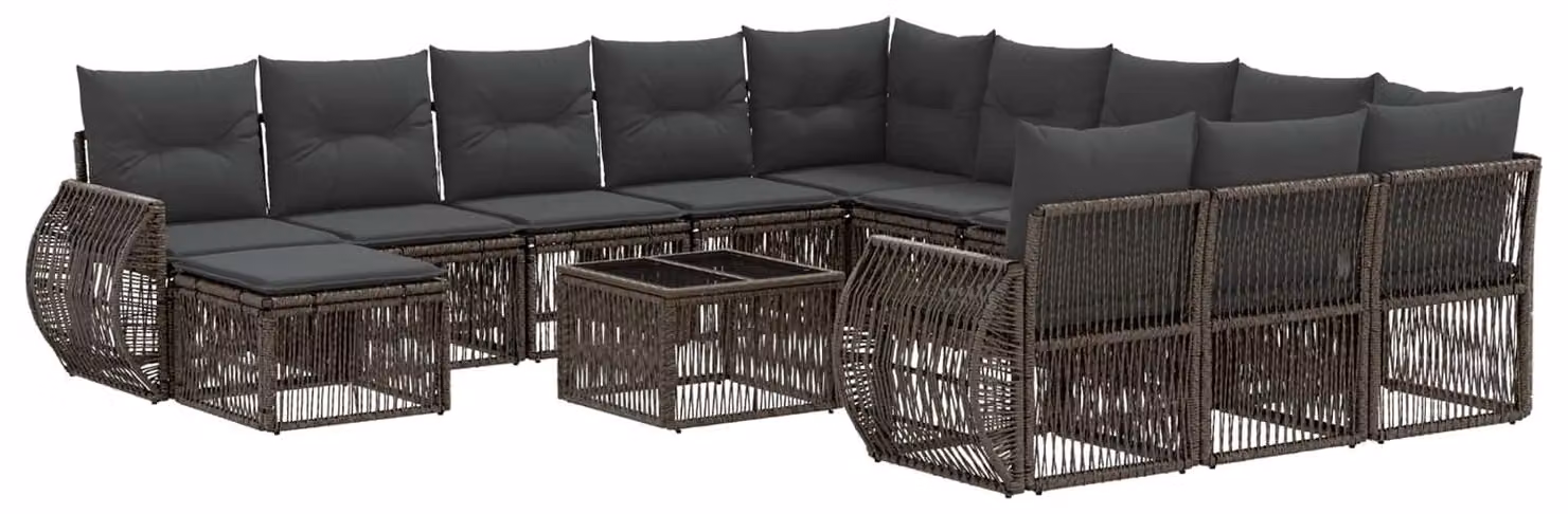 Set Divano da Giardino 13 pcs Grigio polyrattan