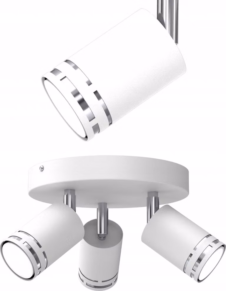 Lampada Da Soffitto Bianca E Cromata Con Led Mobili Gx53, Faretto Riflettore Polish