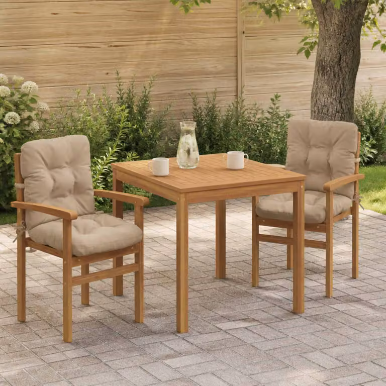 Set di 2 cuscini per sedia alta vidaXL VIANEN in poliestere color sabbia con rivestimento rimovibile e resistente ai raggi UV