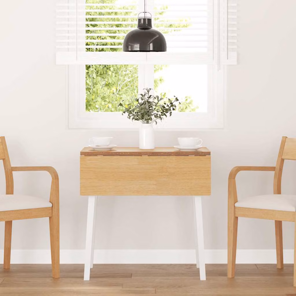 vidaXL Tavolo da Pranzo Moderno in Legno di Hevea Bianco con Piano Ribaltabile L/P/H: 120 x 75 x 75 cm