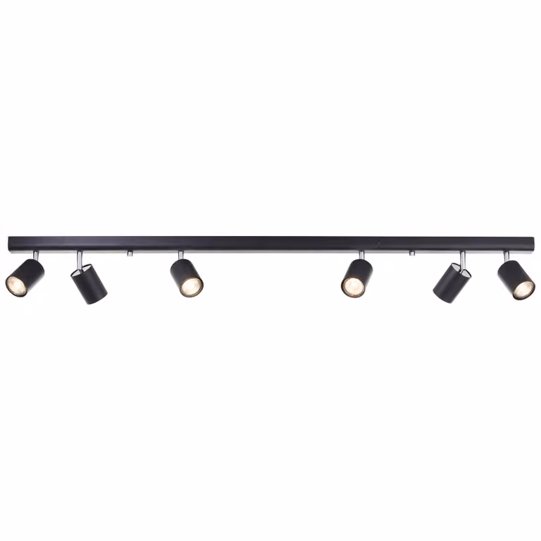 BRILLIANT: faretto da soffitto nero a 6 luci DIFFERENT | Faretti dal design essenziale con teste orientabili | 6x GU10 max. 35W | Metallo