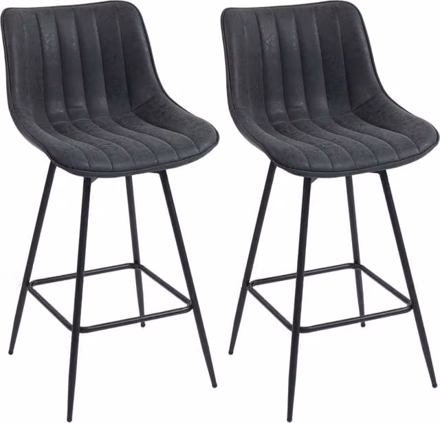 Set di 2 sgabelli da bar girevoli Minimal neri in ecopelle con schienale e struttura in metallo – 1