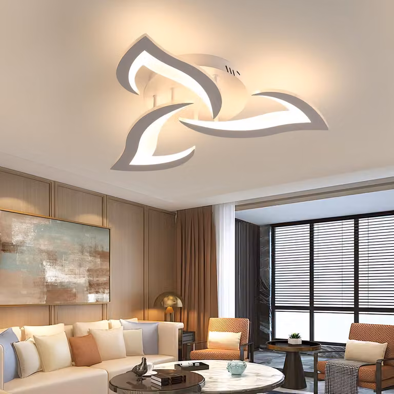 Lampada a soffitto LED per soggiorno, 52 cm, 36W. Lampada a soffitto LED con design moderno a forma di petalo, ideale per soggiorno, cucina, camera da letto e sala da pranzo. Luce bianco caldo (3000K), colore bianco