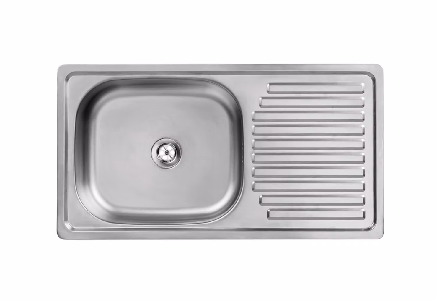 VBChome Lavello in acciaio inox 75 x 40 x 14 cm Acciaio inox liscio Lavello da cucina senza foro per rubinetto Lavello reversibile Gocciolatoio di facile manutenzione Set di scarico Sifone