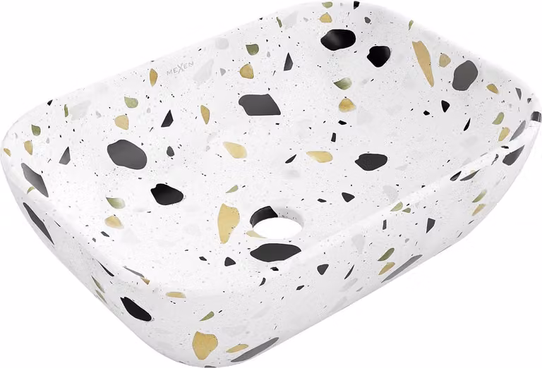 Mexen Rita lavabo da appoggio 45 x 32 cm, pietra bianca terrazzo - 21084587