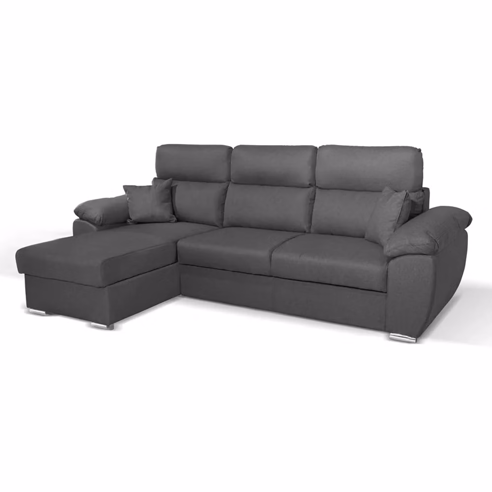 Divano con penisola contenitore grigio ComoII Twist20 con funzione letto e poggiatesta regolabile L/P/H: 265 x 166 x 91 cm – 2