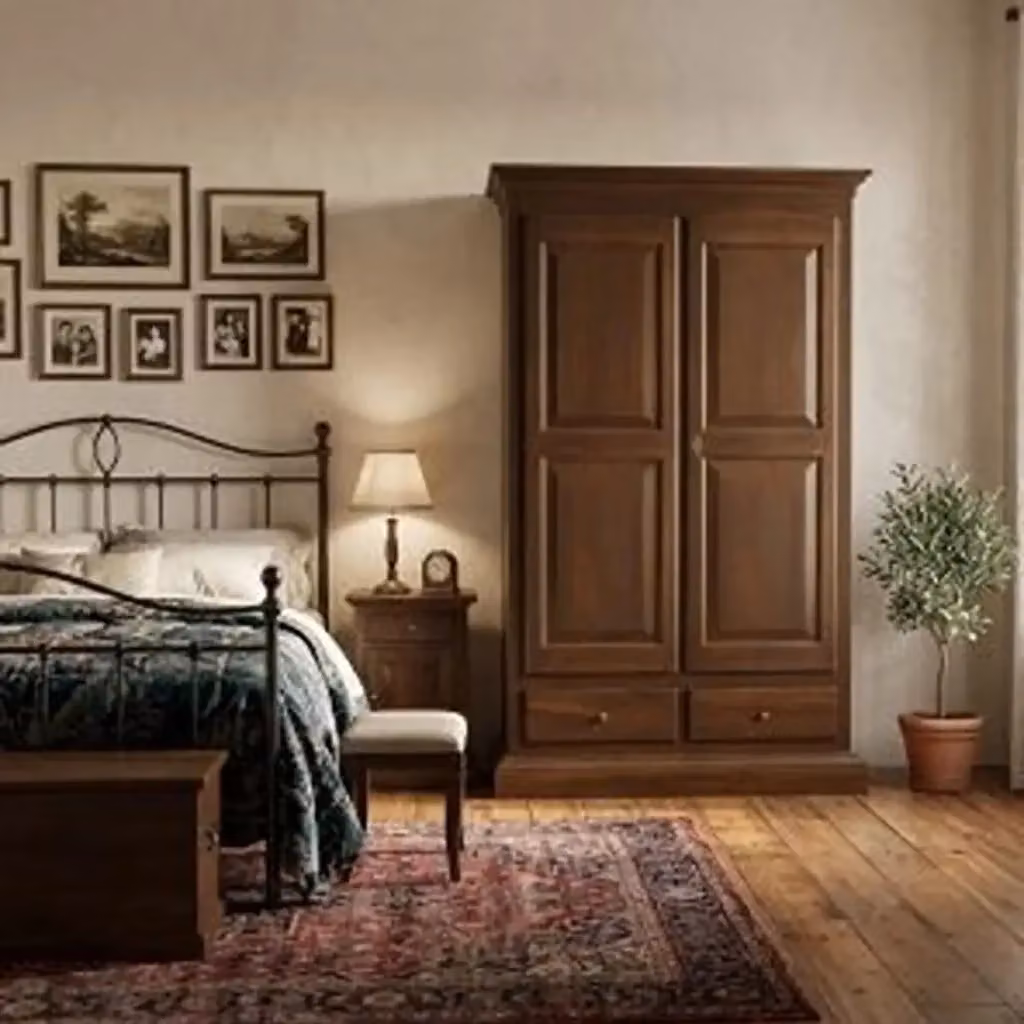 Armadio Verona KIVIO in legno di abete stile rustico marrone con 2 ante e 2 cassetti L: 125 cm, P: 60 cm, H: 200 cm – 2