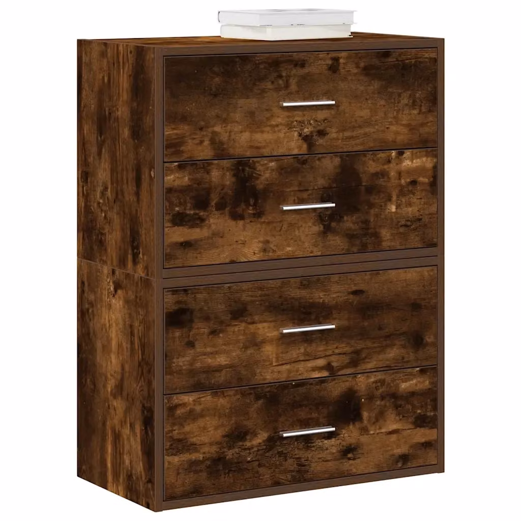 Set di 2 armadi con 2 cassetti in MDF Rovere Fumo, design moderno, L: 60 cm, P: 31 cm, H: 40 cm – 2