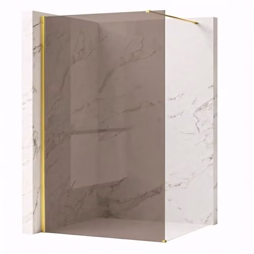 Rea - Parete Doccia Flexi, Gold 120, Walk-In Senza Piatto Doccia, Vetro Di Sicurezza Temperato Marrone Fumo 8mm, 120 X 120 X 195 cm