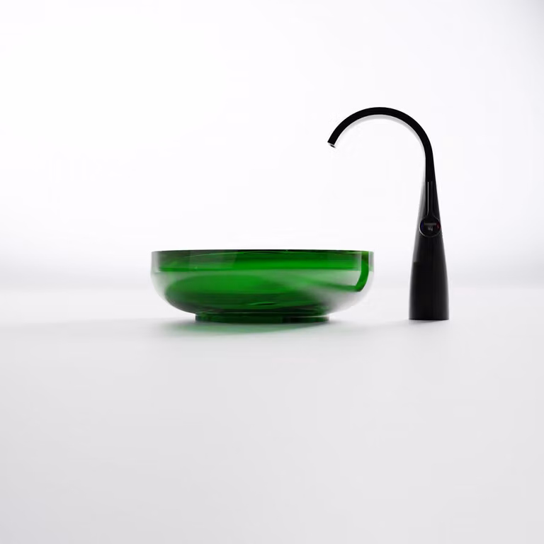 Steinberg Série 489 lavabo à poser, rond, en polyrésine, avec bouchon de vidage, 400x400x140mm, 489601032, 489601032