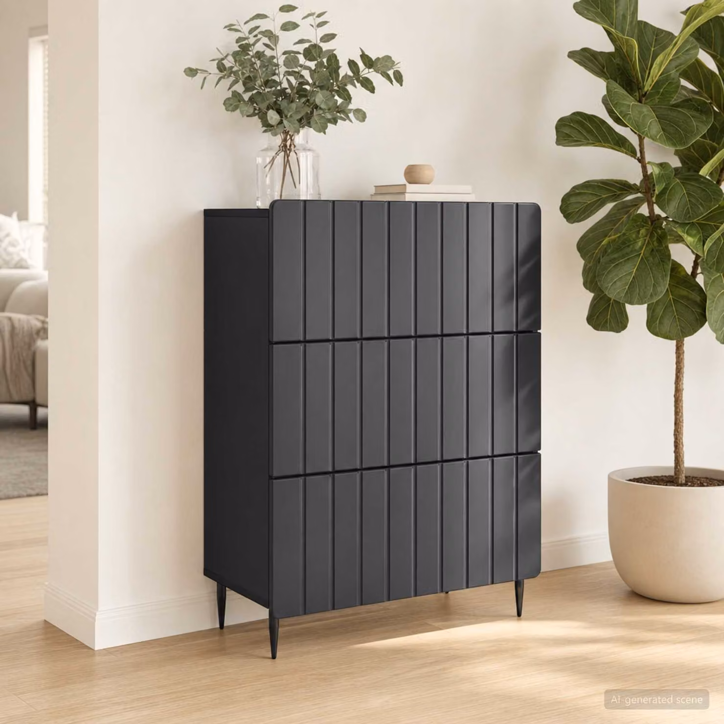 Carrello mobile con cassetti vidaXL in legno ingegnerizzato nero L: 66 cm, P: 34,5 cm, H: 92 cm