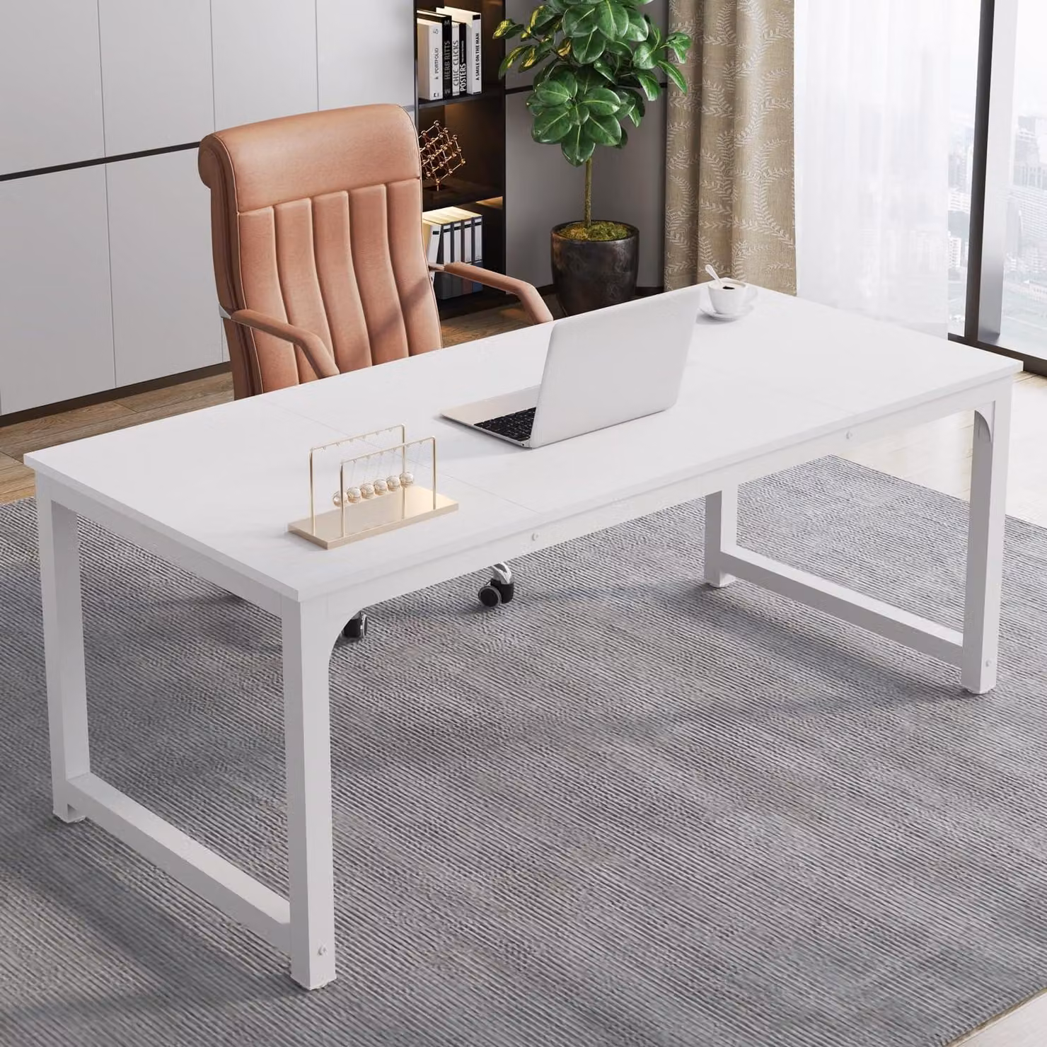 Scrivania, tavolo per computer, bianco, 160 x 80 x 75 cm, scrivania per l'ufficio domestico