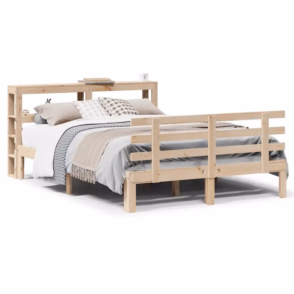 Letto Giroletto con Testiera VIDAXL in Legno Massello di Pino Marrone L: 120 cm, P: 200 cm – 2