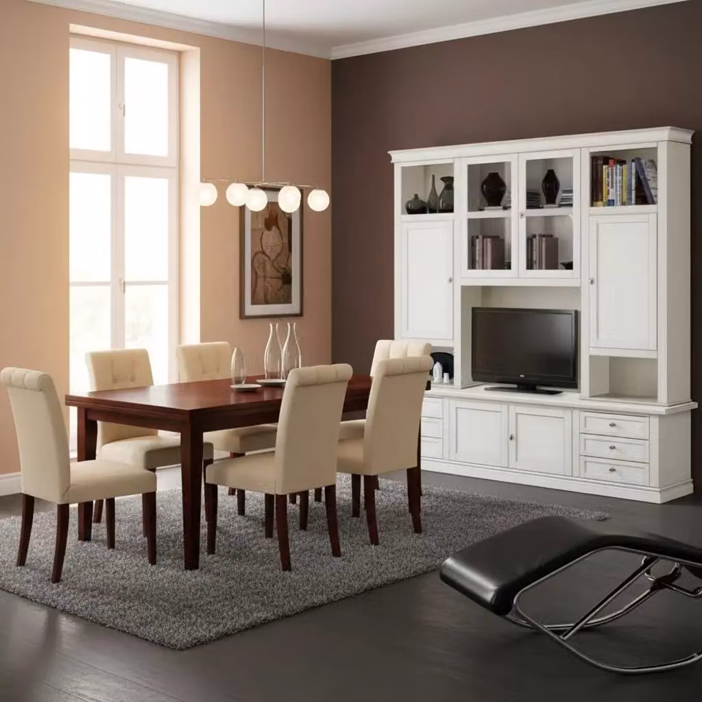 Parete attrezzata classica in legno di pino bianco Mobili 2G L/P/H: 200 x 50 x 227 cm – 2