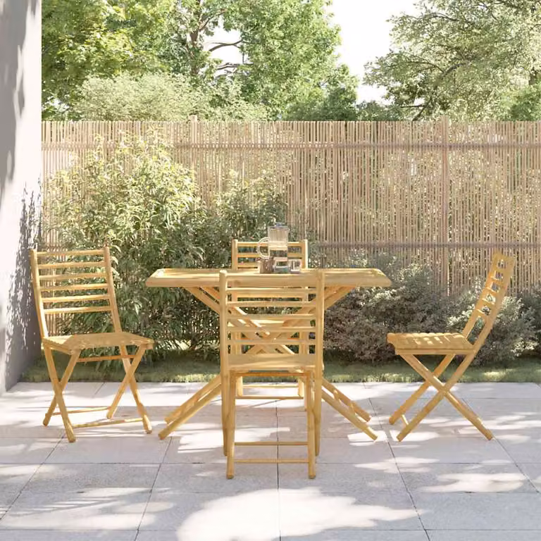 Set da pranzo da giardino vidaXL in bambù marrone, 5 pezzi