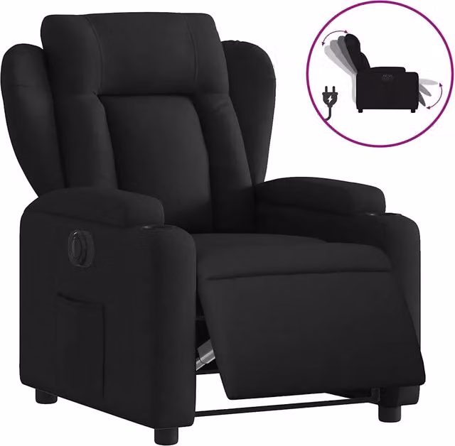 Poltrona | Sedia Relax Elettrica Reclinabile Nera in Tessuto