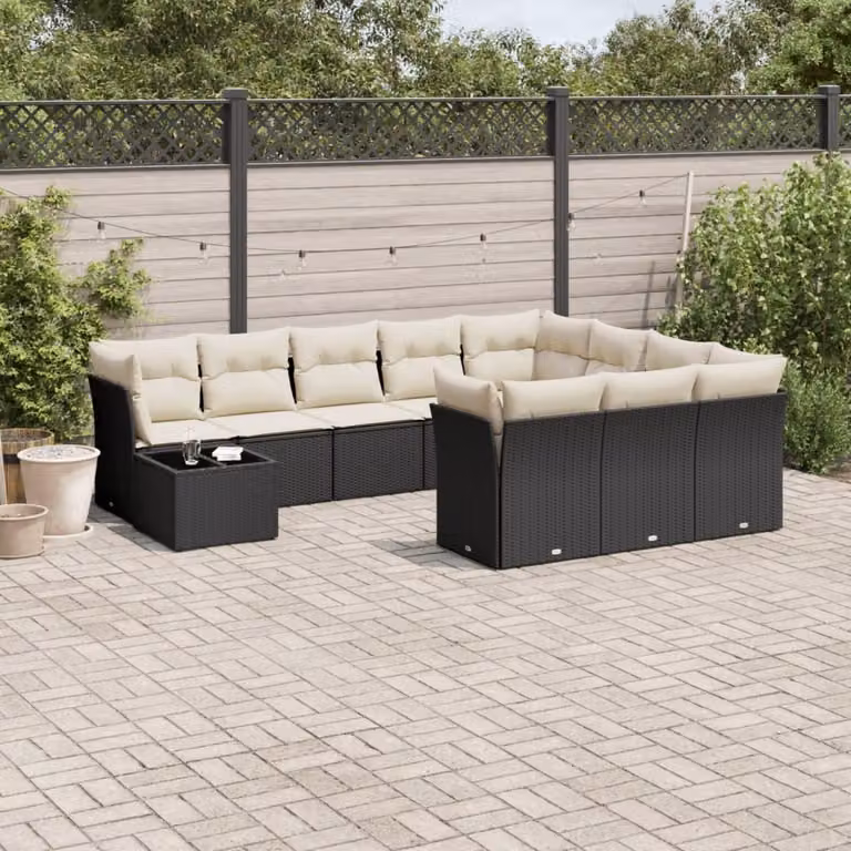 Maison Exclusive - Set da giardino 11 pezzi con cuscini in poly rattan nero
