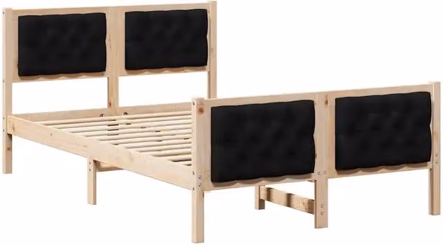 Letto matrimoniale | Letto per adulti | Struttura del letto Nero 120 x 190 cm Pino massello
