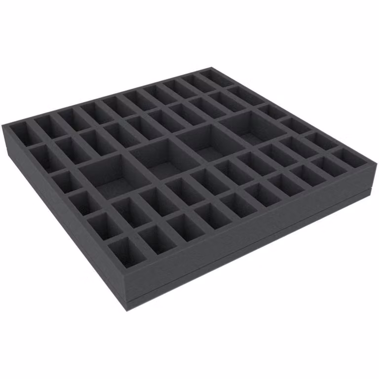 Inserto in schiuma 295x295x40 mm per miniature da giochi da tavolo, 48 scomparti