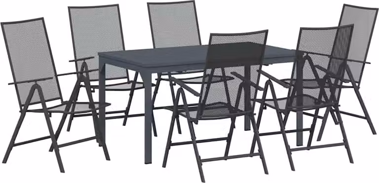 Set da Pranzo per Giardino 7 pcs Antracite