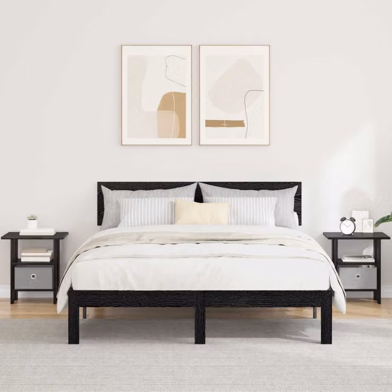 Set di 2 comodini vidaXL moderni in legno ingegnerizzato nero, L 41 cm x P 40 cm x H 45 cm