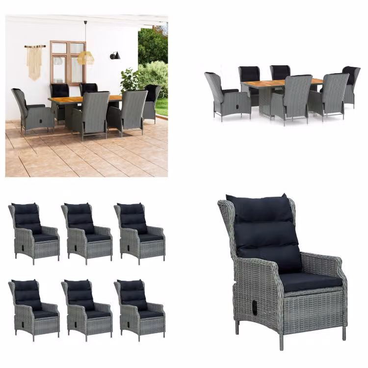 vidaXL set da pranzo da giardino 7 pezzi con cuscini in poly rattan grigio chiaro - Set di mobili da giardino - Set di mobili da giardino - Tavolo e sedia da giardino - Tavoli e sedie da giardino