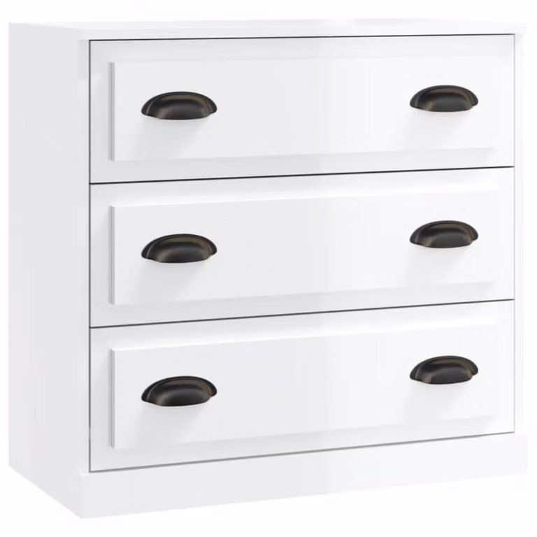 Credenza Bianco Lucido 70x35,5x67,5 cm in Legno Multistrato
