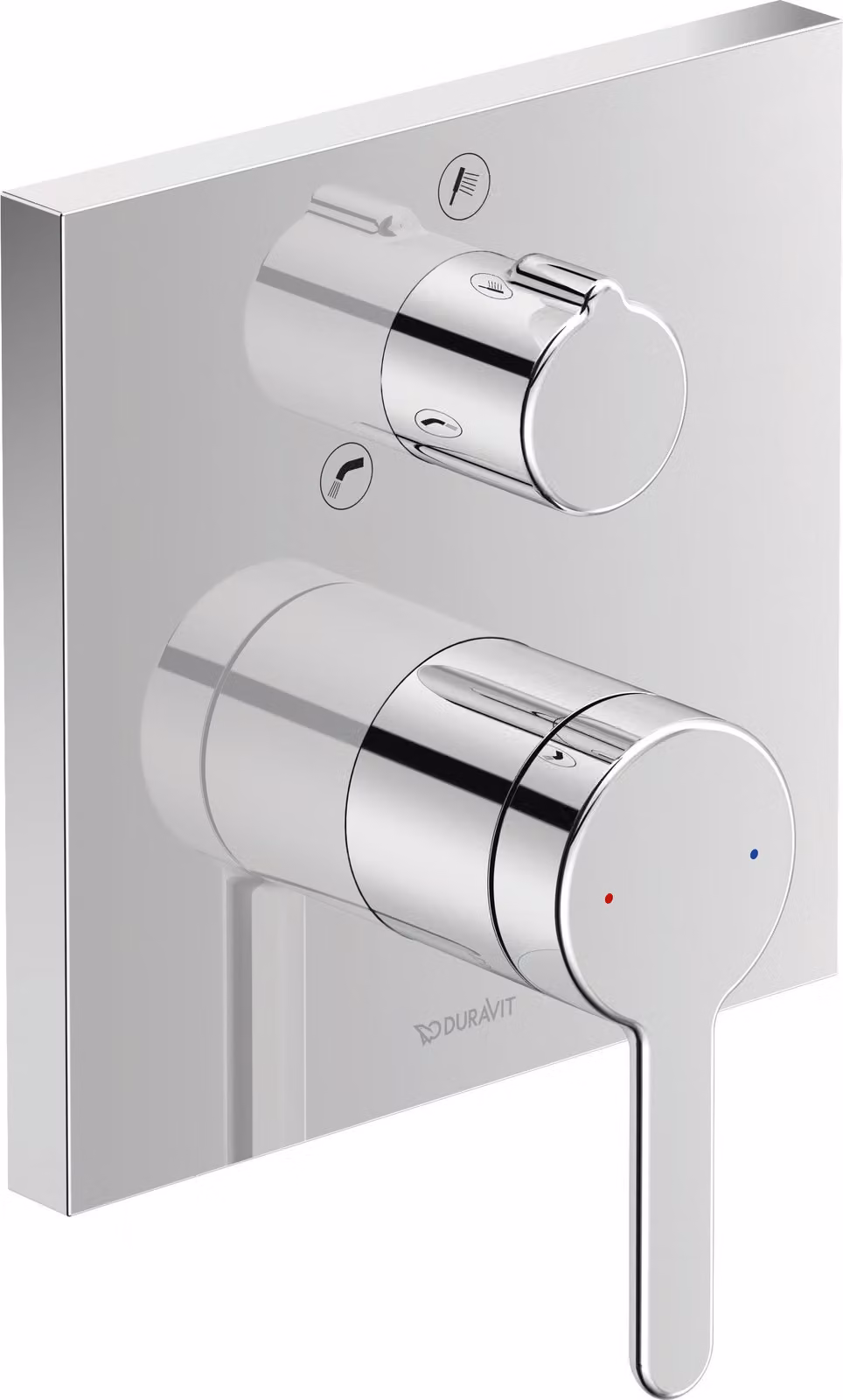 Duravit C.1 Mitigeur monocommandé encastré pour baignoire, rosace carrée, avec inverseur, C15210011010, C15210011010